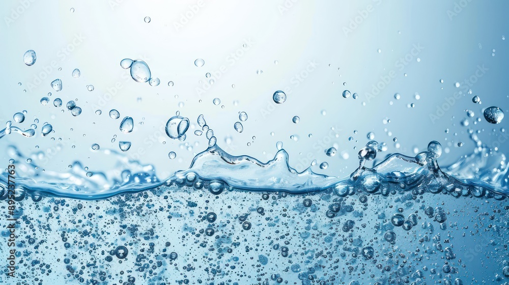 Abstract illustration Clear water surface with bubbles. beautiful white background. close up Abstract illustration Clear water surface with bubbles. beautiful white background. close up