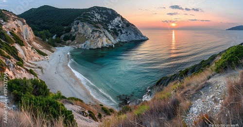 A beautiful summer sunset at Mirtos beach, Greece