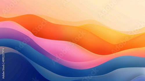 Fototapeta Naklejka Na Ścianę i Meble -  Wavy shapes filled with colorful gradients make up this wallpaper
