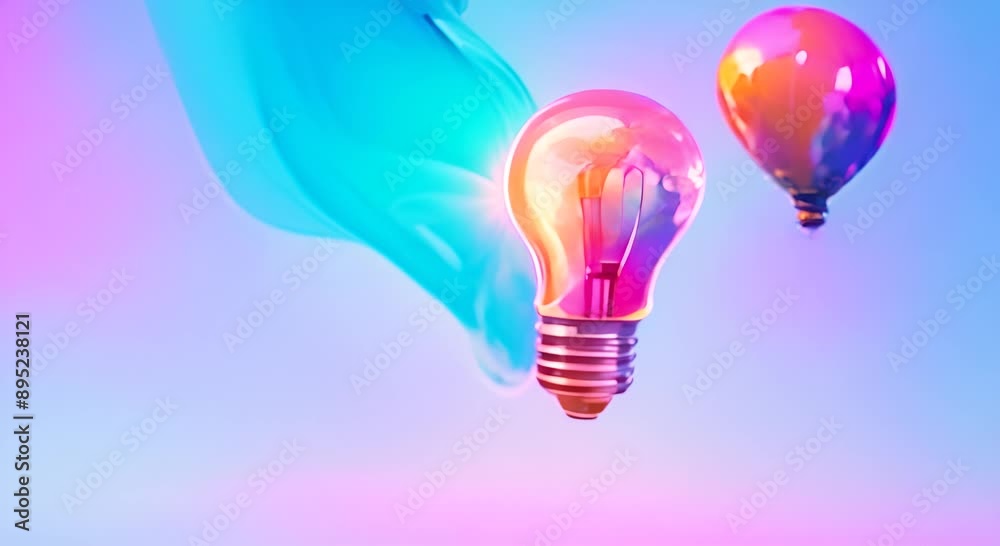 Creative concept light bulb explodes with colorful water colors on a light blue background Think different creative idea Productivity and creativity 4k animation Creative concept light bulb explodes with colorful water colors on a light blue background Think different creative idea Productivity and creativity 4k animation