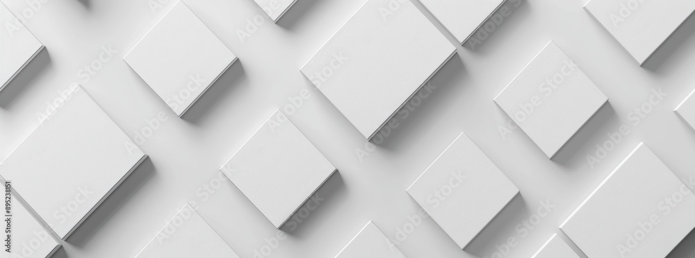 Background wallpaper banner with random shifted white cube boxes Background wallpaper banner with random shifted white cube boxes