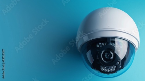 SECURITY CAMERA ON BLUE BACKGROUND photo