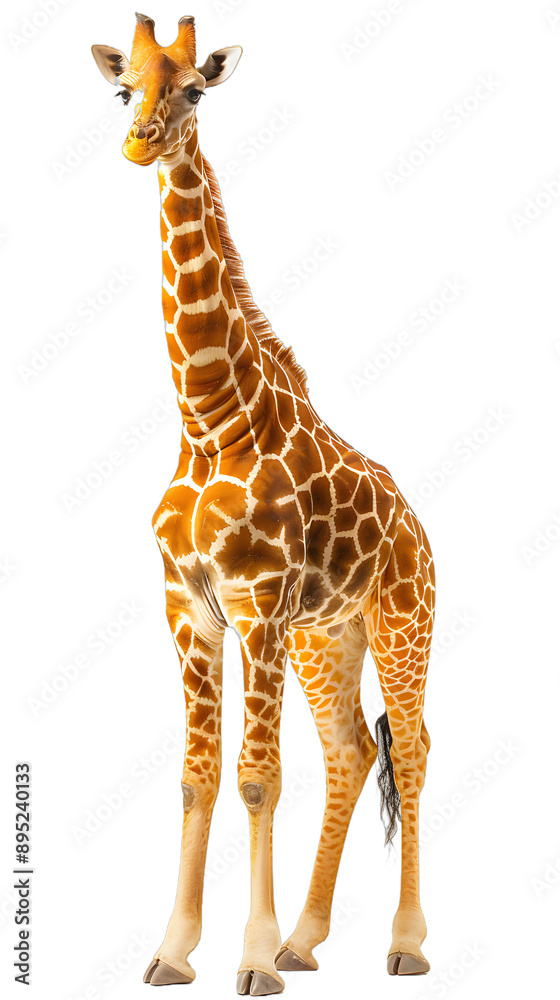 Fototapeta premium [Transparent Background PNG]Giraffe Standing on White Background
