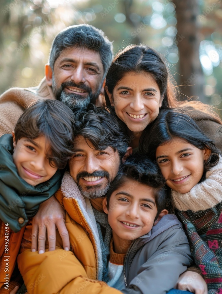 A family smiles for a picture together. AI. A family smiles for a picture together. AI.