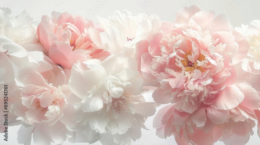 lush bouquet of pink and white peonies in full bloom delicate ruffled petals soft lighting enhancing texture pure white background lush bouquet of pink and white peonies in full bloom delicate ruffled petals soft lighting enhancing texture pure white background
