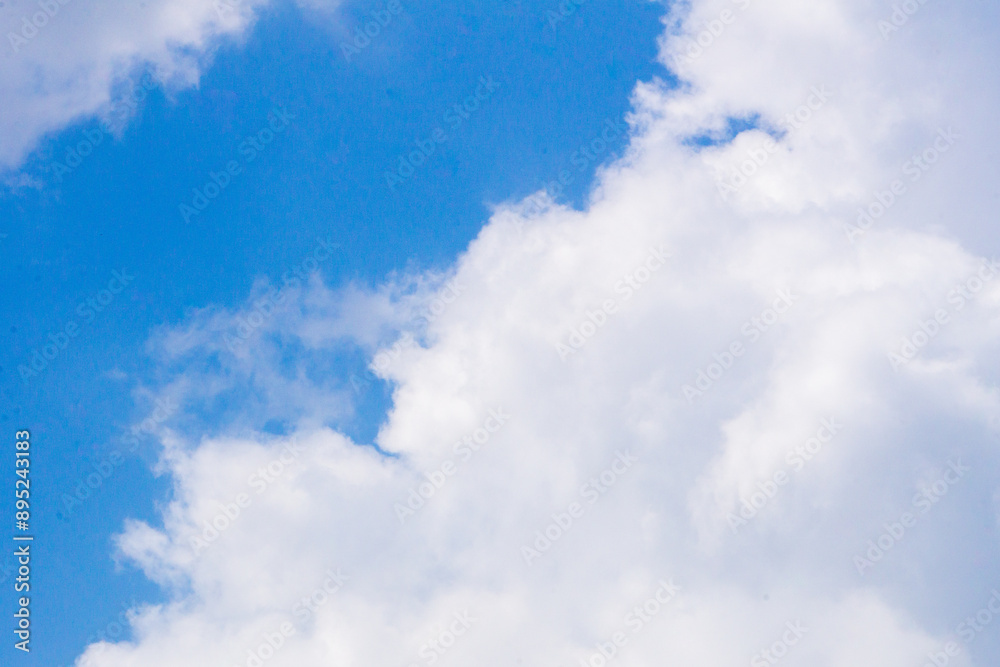 Obraz premium Summer blue sky cloud gradient light white background. Beauty clear cloudy in sunshine calm bright winter air bacground. Gloomy vivid cyan landscape in environment day horizon skyline view spring wind