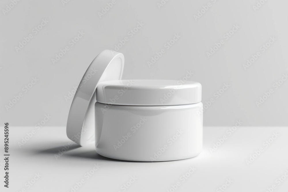A white container with a lid sits on a table, perfect for storage and organization A white container with a lid sits on a table, perfect for storage and organization