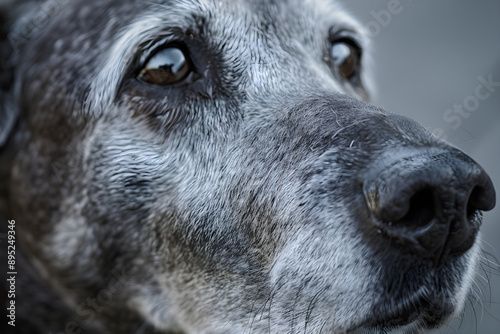 Portrait of a Wise Senior Dog Highlighting its Distinctive Jowls and Expressive Facial Features