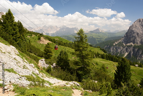 Gondola lifts in Calfosch. Gardena pass. Dolomites. South Tyrol. Italy photo