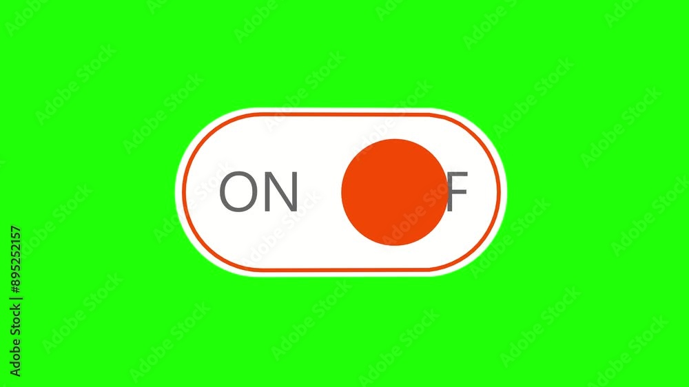 White switch button with an off label on a green chroma key background. White switch button with an off label on a green chroma key background.