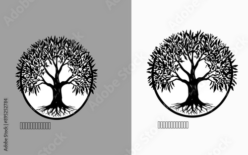 botanic logo, tree logo , Willow tree logo