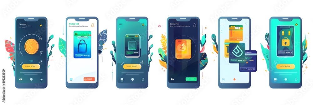 Vector illustration of online mobile banking. Online pay and electronic ...