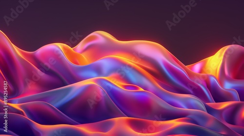 Abstract background flowing silk waves vibrant color gradient