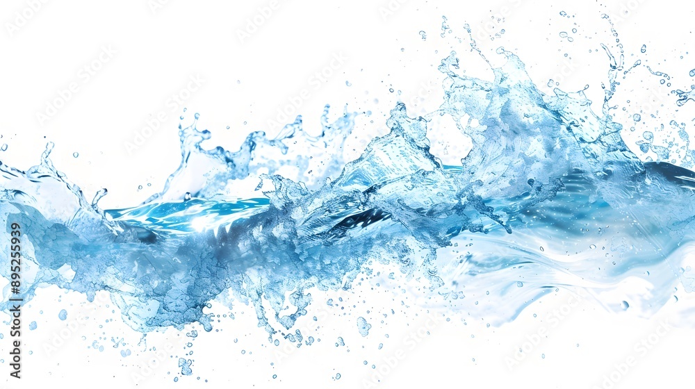 Blue Water Splashing on White Background Blue Water Splashing on White Background