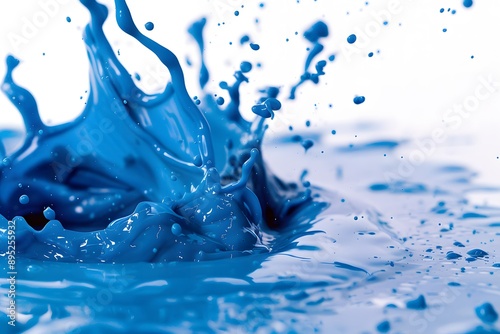 Blue Water Splashing on White Background photo