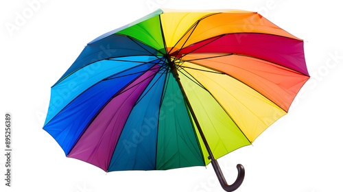 Photo of a rainbow colored umbrella isolated on transparent background, LGBT flag colors
 photo