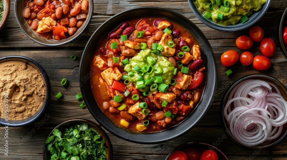Steaming Turkey and Bean Chili with Guacamole Steaming Turkey and Bean Chili with Guacamole