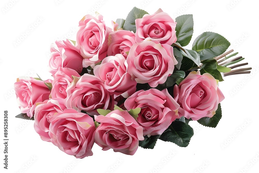 Pink Roses on White Background in Digital Art Pink Roses on White Background in Digital Art