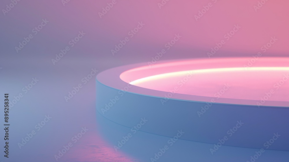 Empty round podium illuminating abstract background Empty round podium illuminating abstract background