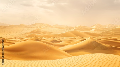 Fototapeta Naklejka Na Ścianę i Meble -  Immense dunes of golden sand stretching to the horizon in the desert