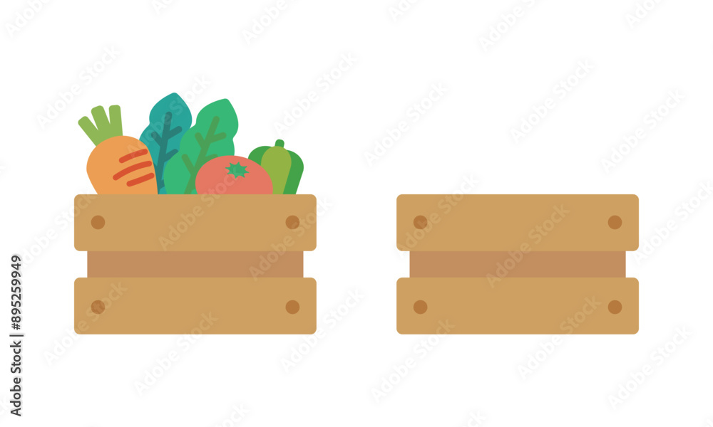 箱に入った野菜のイラスト 箱に入った野菜のイラスト