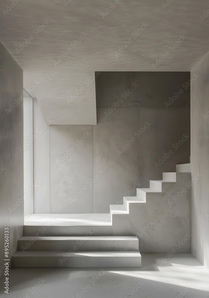 Fototapeta premium Modern Concrete Staircase in Minimalist Interior Design