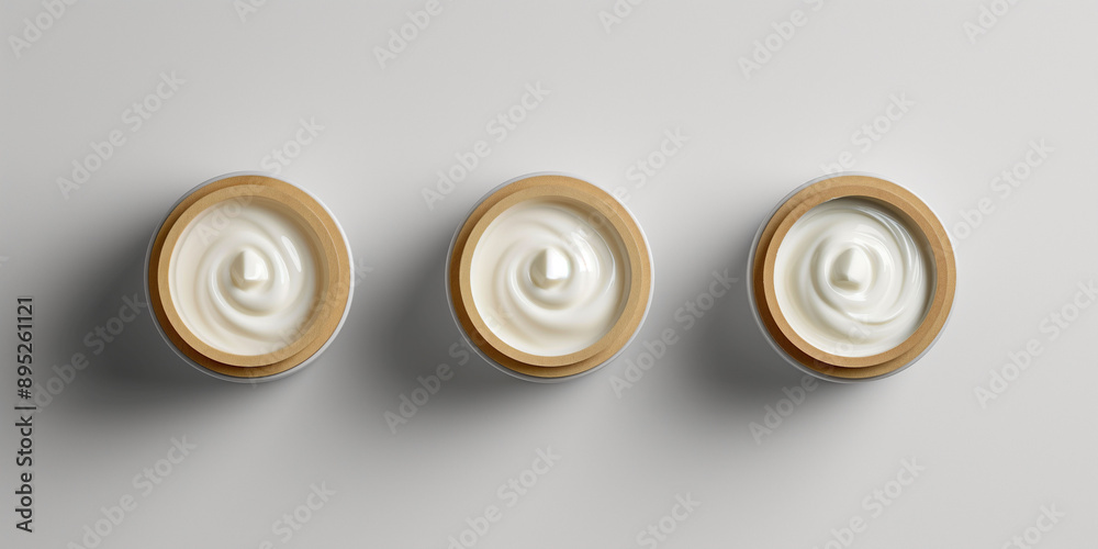 Skincare products in jars, isolated on white background, face cream packaging, beauty concept