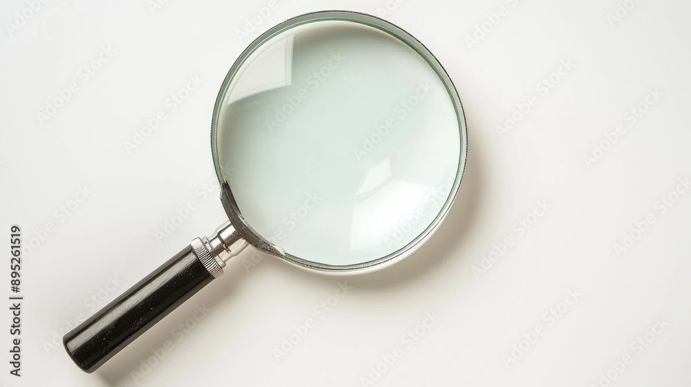 Magnifying glass on white backdrop Magnifying glass on white backdrop