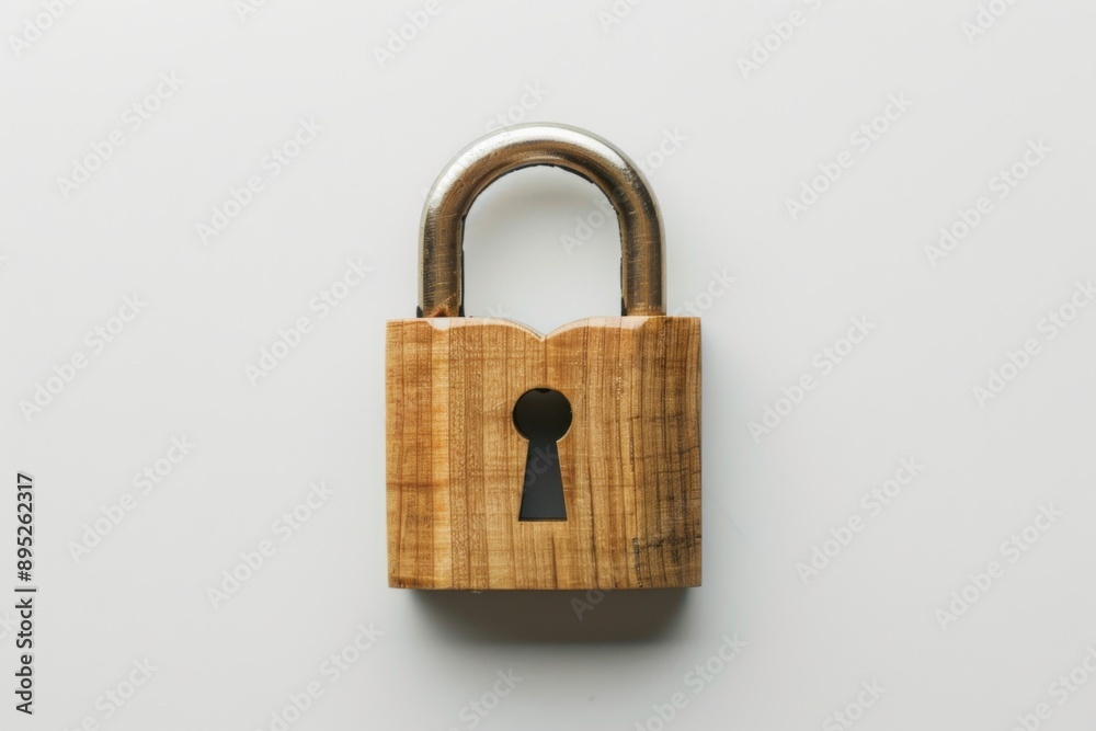 Fototapeta premium Secure icon representing minimalistic lock symbolizing security on white