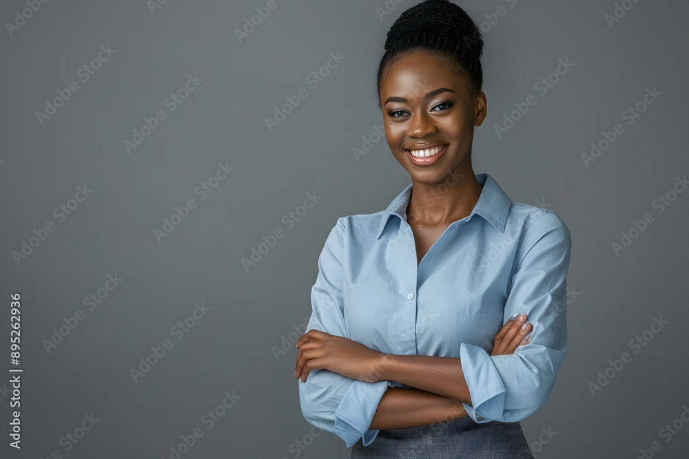 Smiling Young African Business Woman Standing Confidently. Smiling Young African Business Woman Standing Confidently.