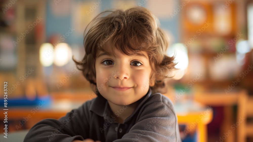 Young boy in a classroom at school Young boy in a classroom at school