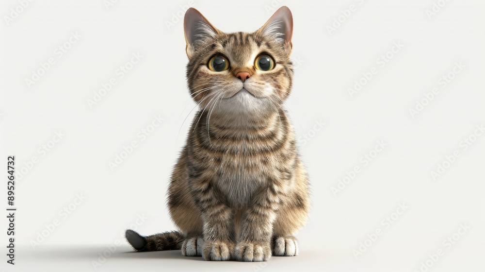 Fototapeta premium 3D animated cat isolated on white background