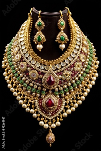 Indian design jewllery gold and diamonds photo