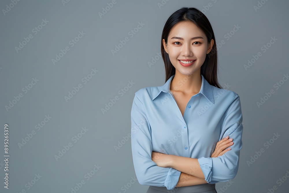 A happy asian businesswoman standing confidently. A happy asian businesswoman standing confidently.