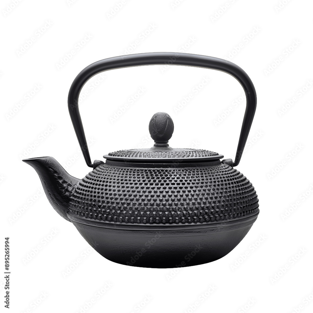 Traditional black asian cast iron kettle or teapot isolated on transparent background Traditional black asian cast iron kettle or teapot isolated on transparent background