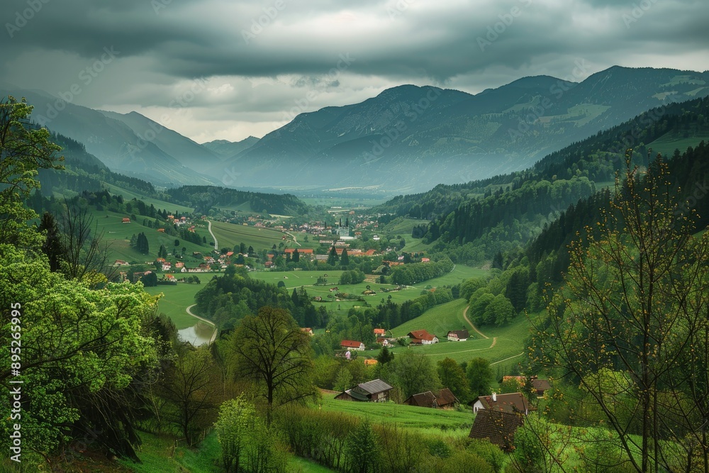 A view of some beautiful Austrian scenery - generative ai