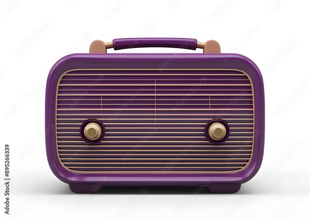 Purple Retro Radio on White Background Purple Retro Radio on White Background