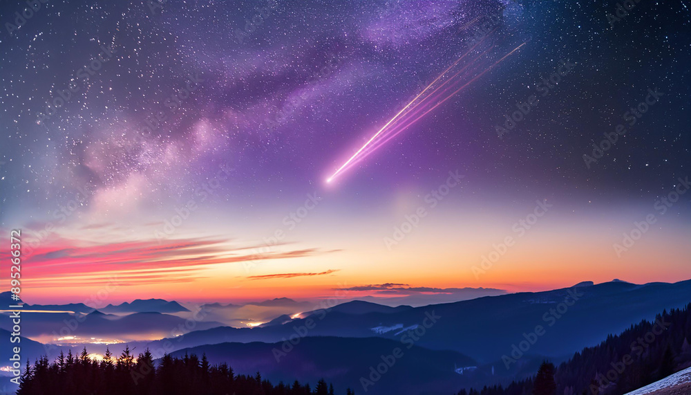 Naklejka premium 流星群が輝く夜空