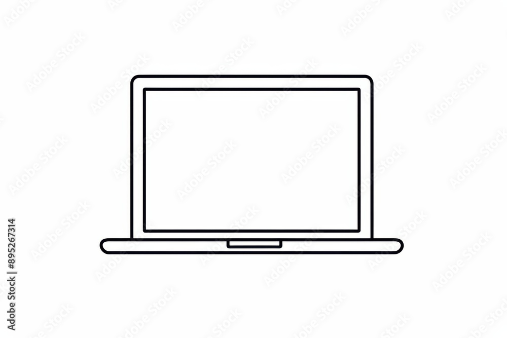 Iconic outline of a laptop: sleek, modern, versatile, essential for work. Iconic outline of a laptop: sleek, modern, versatile, essential for work.