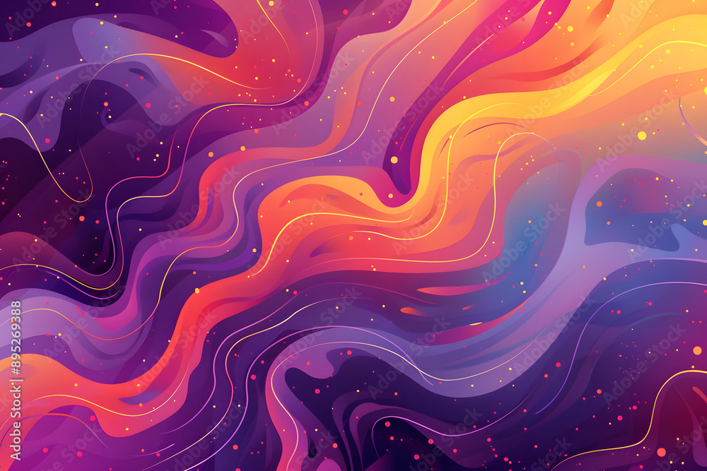 abstract wavy background in purple orange and yellow colors. flat illustration abstract wavy background in purple orange and yellow colors. flat illustration