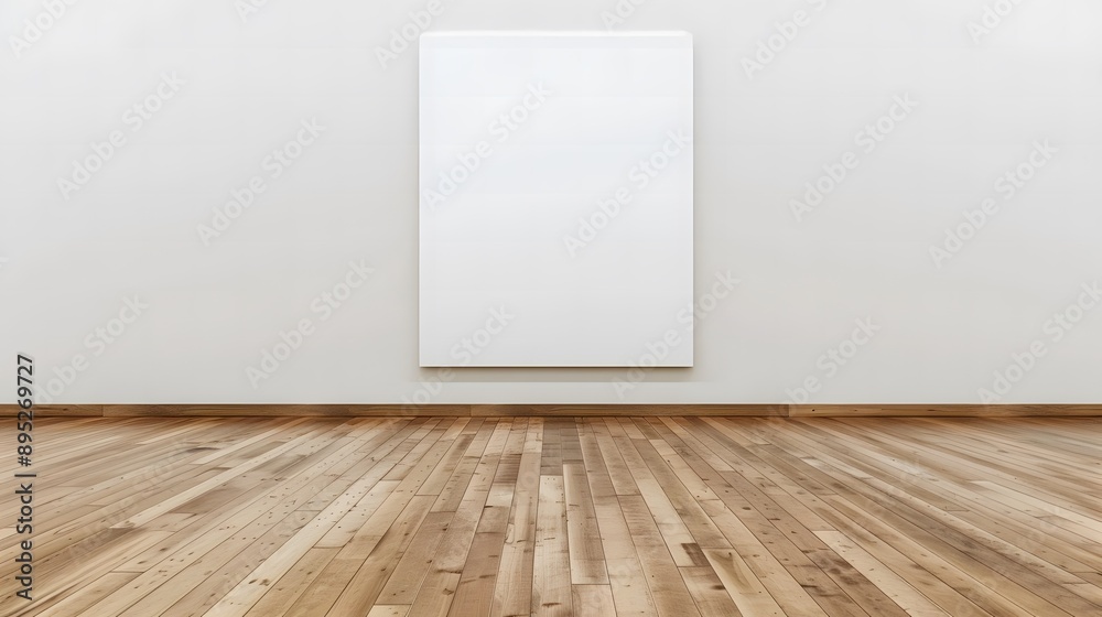 Big blank white poster on a clean, empty room floor. Big blank white poster on a clean, empty room floor.