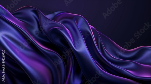 Elegant purple cloth is flowing on a dark background, creating a luxurious and sophisticated atmosphere