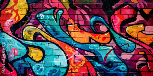 Wallpaper Mural illustration of a wall with a lot of abstract graffiti. brick wall texture Torontodigital.ca