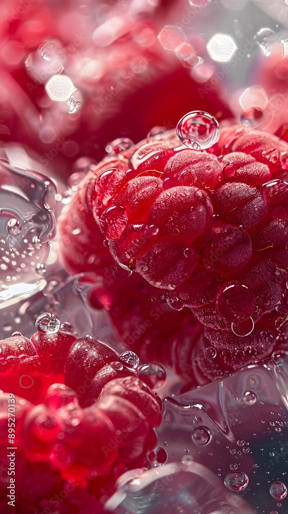 Bright and Juicy Raspberry with Ice Cubes Bright and Juicy Raspberry with Ice Cubes