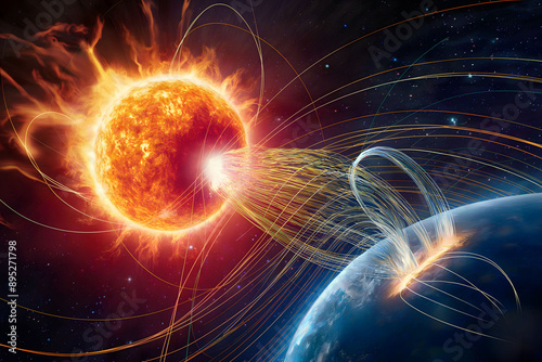 Stunning Illustration of a Geomagnetic Storm: Solar Flare and Magnetic Field Interaction with Earth in Space