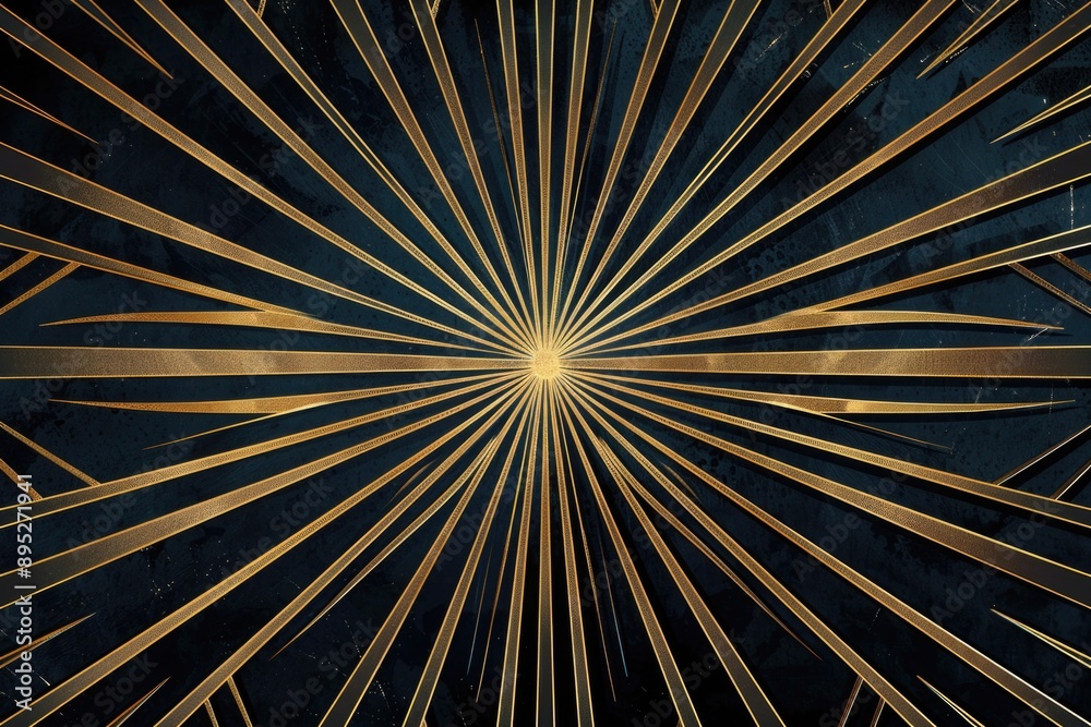 Obraz premium A sunburst design on a black and gold background, perfect for use in designs, presentations, or as a decorative element