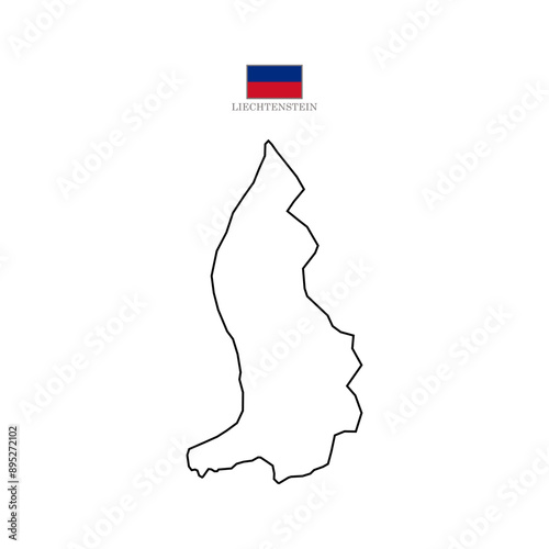 liechtenstein contour vector map with flag in color. Background map eps 10 Vector illustration Europe
