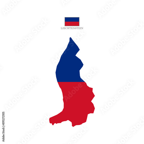 liechtenstein vector map with flag and state in color. Background map eps 10 Vector illustration Europe