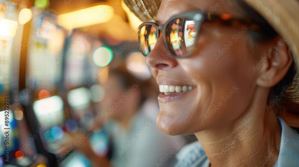 Image of a person intensely playing a slot machine in a lively and brightly lit casino setting. The focus is on the person and the slot machines in the background. Image of a person intensely playing a slot machine in a lively and brightly lit casino setting. The focus is on the person and the slot machines in the background.