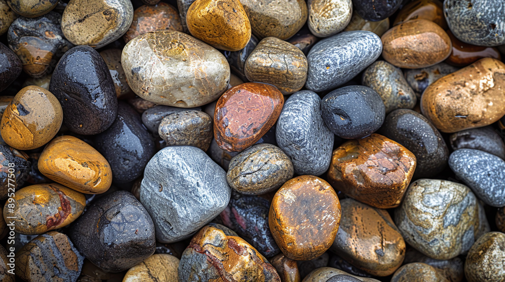 Naklejka premium Smooth Pebbles: Mix of smooth, rounded pebbles.